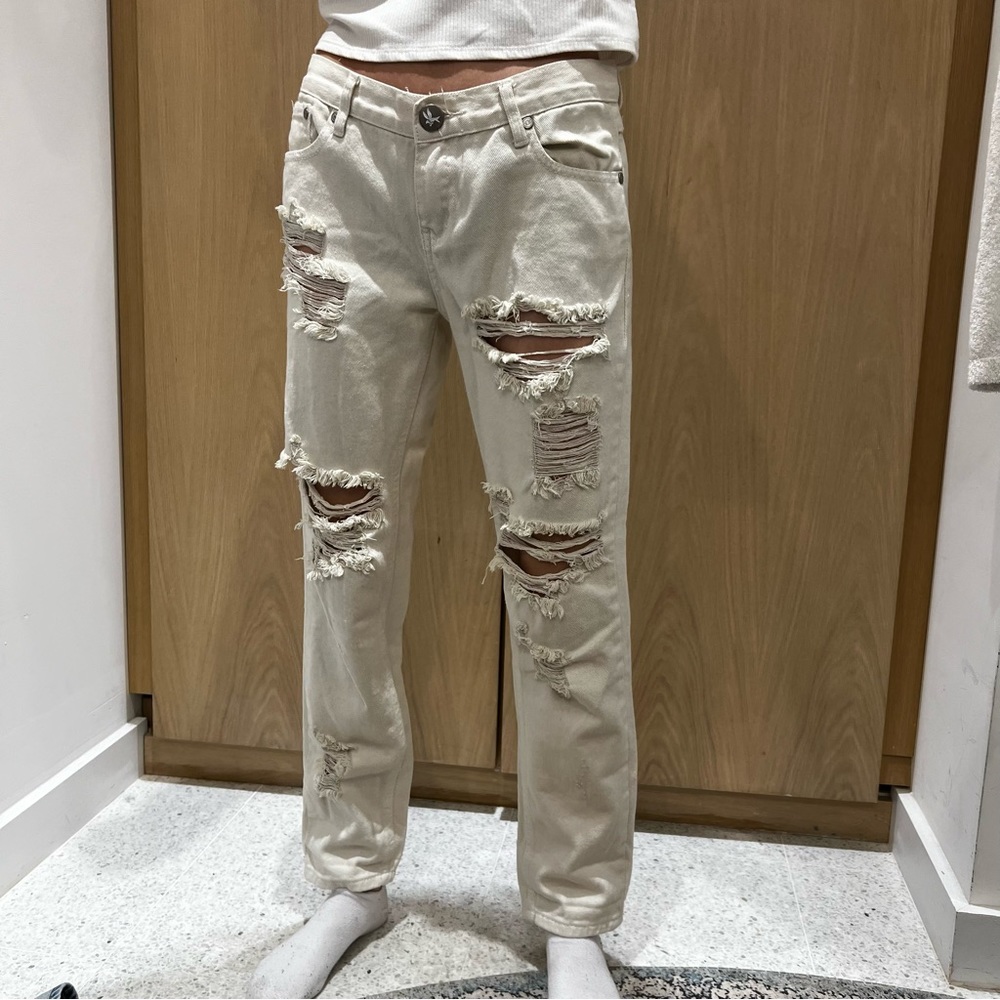 Baggy white jeans